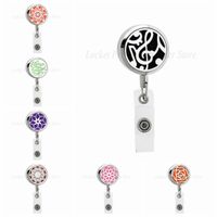 Wholesale 30mm L Stainless Steel Badge Holder Integrated Diffuser Name Card Holder Retractable Essential Oil Aromatherapy Reel Clip ID for Nurse