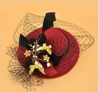 Wholesale Butterfly feather bridal tiara mini hat performing hair accessory hair clip veil