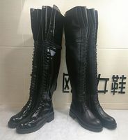 Wholesale ANN new Pumps leather Thick soles CM high heel lace up over the knee knight boots long Thigh High Boots Shoes