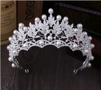 Wholesale Luxury Rhinestone Tiara Crowns Pearls Bridal Hair Accessories Wedding Headpieces Quinceanera Pageant Prom Queen Tiara Princess Crown