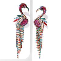 Wholesale 2 color Fashion korean Colorful white bird Rhinestone chain long tassel earrings lady jewellery wedding prom Earring jewelry AJJ352