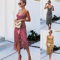 Wholesale 2020 Europe United States spring summer explosion models printed polka dot strap sexy lace dress Runway Dresses