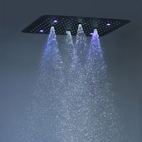 Wholesale LED Multi functional Lights Complete Matte Black Shower Set Concealed Ceiling Large Rainfall Showerhead Waterfall Misty Thermostatic Bath System