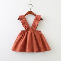 Wholesale 2019 Summer Dress for Girls Green Orange Stripe Flare Sleeve Cotton Strap Dress Children Clothing T LT004