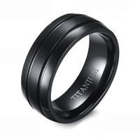 Wholesale 8MM Busic Mens Double Lines Titanium Steel Wedding Band Ring Well Finished Comfort Fit