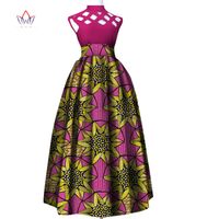 Wholesale Hot African Women Clothing Dashiki Bazin Riche Fashion Hollow Long Dress of Summer Traditional Print Stand Neck for Lady WY4942