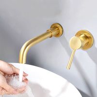 Robinet De Lavabo Mural En Laiton Doré Brossé Mitigeur Robinet De Salle De Bain Avec Mitigeur Thermostatique
