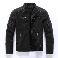 Wholesale Autumn Winter Men s Leather Jacket Casual Fashion Stand Collar Motorcycle Jacket Men Slim PU Leather Coats