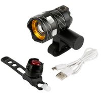 Wholesale New T6 LED Bicycle Light USB Charging Waterproof Safety Front Rear Lights Combination Black Ruby Taillight fahrrad licht