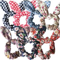 Wholesale 10pcs Cute Bunny Ear Girl Hair Rope Scrunchies Bowknot Elastic Hair Bands for Women Bow Ties Ponytail Holder Accessories