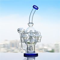 Wholesale Bongs for smoking accessories Tornado Perk Glass Water Blue bong pipe hookahs Recycler Glass Bong Free Curved Nail Bucket Hand Oil Rigs