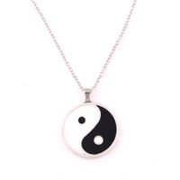 Wholesale Antique Black White Yin Yang Pentagram Pendant Reversible Double Sided Design Taoist Totem Religious Necklace