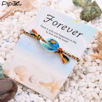 Wholesale pipitree styles bohemian print charm sea shell bracelet colorful rope braided boho wish bracelets for women kids jewelry gift