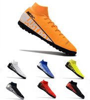 Wholesale Mercurial Superfly VII TF Soccer Shoes Blue Hero Mercurial Superfly Turf Orange Cleat CR7 Ronaldo Black Football BOOTS