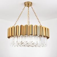 Wholesale Modern Crystal Lamp Chandelier For Living Room Luxury Gold Round Stainless Steel Chain Chandeliers Lighting AC100 V