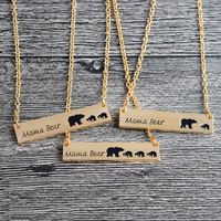 Wholesale Silver Gold Plated Bar Necklace Polar Mama Bear Necklace Gifts for Mom Wife Mother s Day Gift Birthday Remembrance K6094