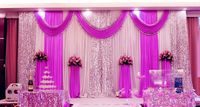 Wholesale Wedding Decorations MX6M ice silk Fabric Satin Drape Curtain Silver Sequins Swag Party Stage Performance Background Decoration