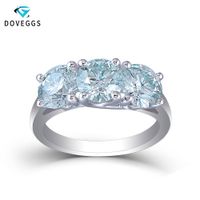 Wholesale Doveggs Elegant ctw mm Light Blue Moissanite Platinum Coated Silver Three Stone Engagement Ring For Women Wedding Gift Y19070902