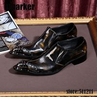 Wholesale Fashion Men shoes luxury Leather Business Dress Shoes Men wedding and Party Shoes Bronze patent genuine leather oxford formal Zapatos Hombre