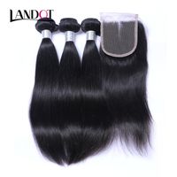 Wholesale 9A Malaysian Virgin Hair Bundles with Closure Malaysian Straight Human Hair Weave and Closures Natural Black Color Cuticle Aligned Remy Hair