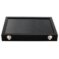 Wholesale Glass Lid Black Slot Earring Ring Jewellery Display Storage Box Tray Case Organizer Holder