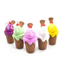 Wholesale Ice cream pattern mini bubbler silicone smoking pipes Water Pipes multiple Color Silicone Oil Rigs bongs Hookahs Glass Bowl