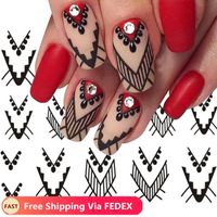 Wholesale Black White Water Sticker For Nail Art Classic Design Slider Lace Flora Feather Decor Tips Decal Manicure
