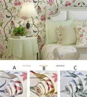 Wholesale 10Mx cm Chinoiserie wallpaper Bedroom Wall Covering modern Vintage Pink Floral Wallpaper Blue Tropical Butterfly Birds Flower Wall Paper