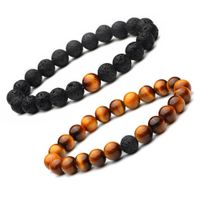 Wholesale 8MM Essential Oil Diffuser beads bracelet Men s handmade Lava rock Tiger eye Natural stone Bangle For women Fashion Crafts Jewelry