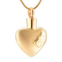 Wholesale IJD9917 Silver Gold Rose Gold L Stainless Steel Wing Heart Cremation Pendant Necklace Ashes Holder Keepsake Mini Locket Women