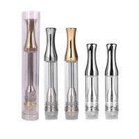 Wholesale PK Brass Knuckles cartridges AC1003 empty glass vape pen atomizers thread cartridges with Round Gold metal tip Horizontal Ceramic coil