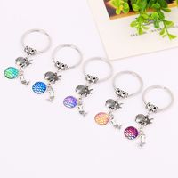 Wholesale European American New Hot Mermaid Keychain Multicolor Fish Scale Time Shells Starfish Pendant Keyring Jewelry Best Friends Gift