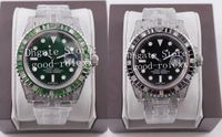 Wholesale Watch Mens Automatic Eta Gem Set Multi Color Rainbow Diamond Bezel Bracelet Black Green Men L Steel Wristwatches Watches