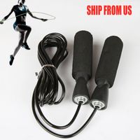 Wholesale SHIP FROM USA Aerobic Exercise Boxing Skipping Jump Rope Adjustable Bearing Speed Fitness Black Unisex Women Men Jumprope FY6160
