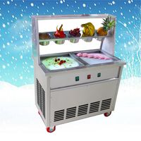 Wholesale TT CB2YA Round Pan Cold Stone Ice Cream Fry Ice Cream Roller Machine with flat pan thailand icecream food cart