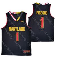 Wholesale 2020 New Maryland Terrapins Stats College Basketball Jersey NCAA Pigeons Black All Stitched and Embroidery Men Youth Size