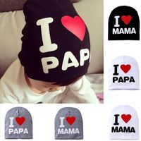 Wholesale Cute Hat I lOVE MAMA PAPA Kids Baby Boy Girl Infant Cotton Beanie Cap Hats Family Day Clothes designer hats caps men
