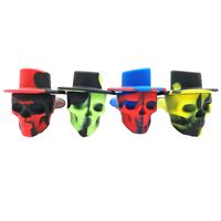 Wholesale DHL Skull Smoking Pipe silicone Smoking Pipe with Lid Travel Silicone Pipe Personality Portable Tobacco Pipes With Lids For Halloween Gift