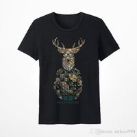 Wholesale Lovers Hot drill Deer head Short sleeve Black and white color T shirt Streetwear Leisure time motion half sleeve fashion Trend Jacket q