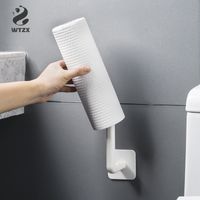Wholesale 2pcs Strong Hook Seamless Wall Sticker Paper Towel Holders Hanging Kitchen Cloth Roll Toilet Paper Holder Bathroom