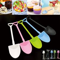 Wholesale Disposable Plastic Cake Spoon Potted Ice Cream Scoop Shovel Small Potted Flower Pot pastry Spoons Candy Color HH7