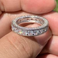Wholesale Vintage Fashion Jewelry Sterling Silver Circle Ring White Topaz CZ Diamond Gemstones Wedding Engagement Band Ring for Lovers Gift
