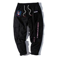 Wholesale Men Joggers Hip Hop Harem Streetwear Pants Ribbons Letter Embroidery Casual Trousers Popular Pink Cargo Pants