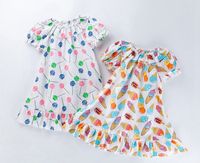 Wholesale ins summer kids girls dresses ice cream candy printed dress fashion little girl clothes puff sleeve ruffle dress headband boutique clothing