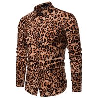 Wholesale 2019 new style true reveler party club wedding clothes Fashion leopard men long sleeve shirts casual panther blouse man tops