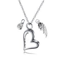 Wholesale Silver Forever In My Heart Locket Urn Necklace Keepsake Memorial Jewelry Wing and Crystal Dangle Cremation Necklace