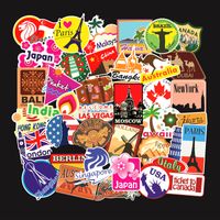 Wholesale 100pcs Fashion International Attractions Building Waterproof PVC Removable Stickers Luggage Case Car Motorcycle Graffiti Stickers