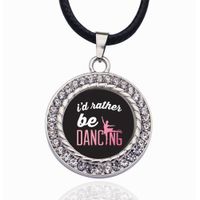 Wholesale I d Rather Be Dancing Circle Charm Necklace Stars Ball Pendant Crystal Collares Chain Necklace For unisex