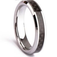 Wholesale 6mm Black Carbon Fiber Tungsten Carbide Ring for men and women wedding band
