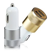 Wholesale Car Charger Aluminum alloy Metal Dual USB Port Universal Real A for Smart Phone Small Steel Gun Pattern